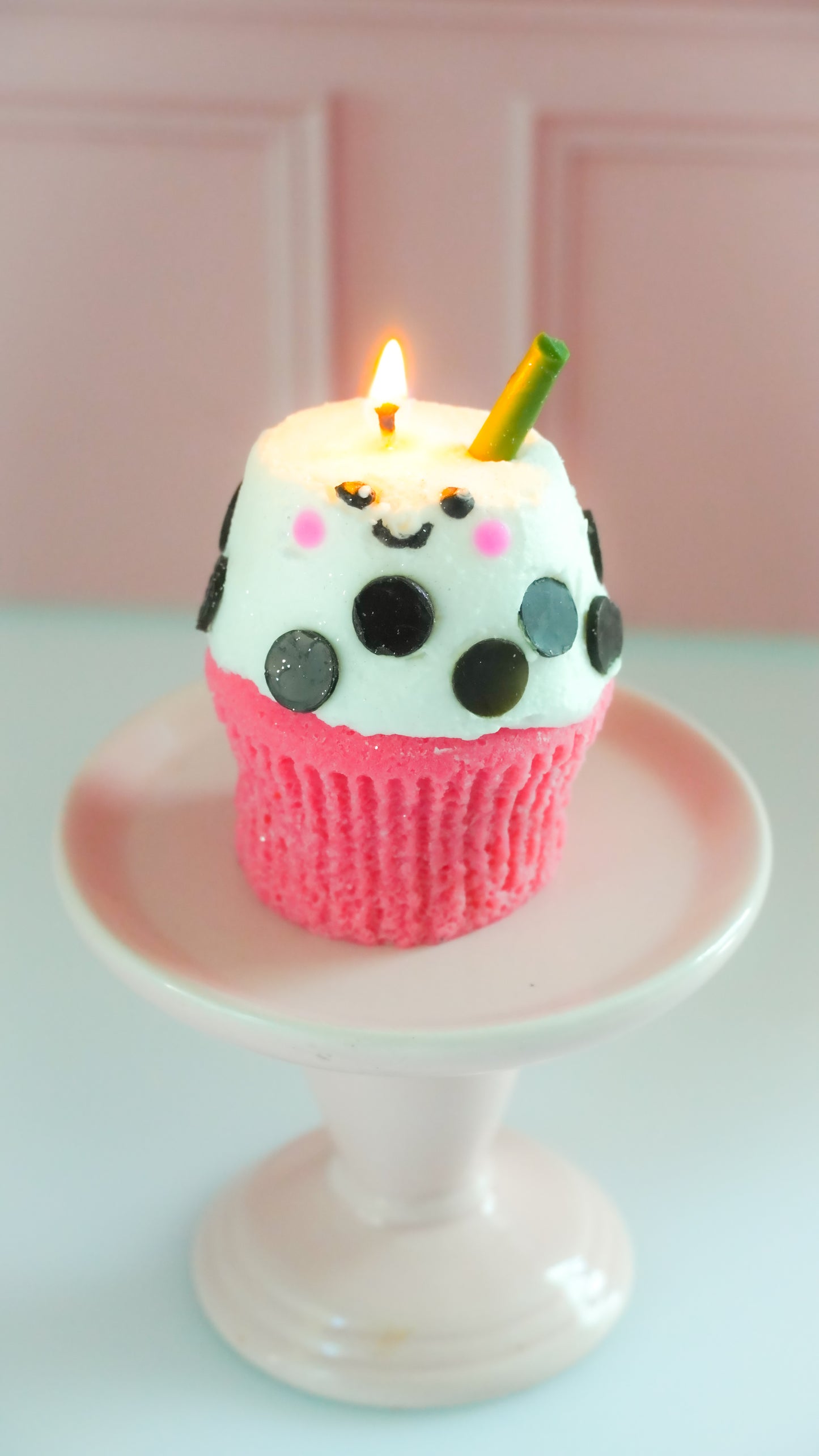 Boba Cupcake Candle