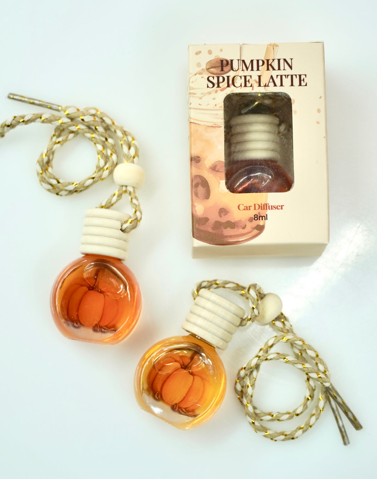 Pumpkin Spice Latte Car Diffuser – 8ml Fall Scent with Pumpkin Decal & Gift Box