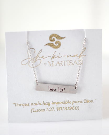 Luke 1:37 Faith Verse Silver Necklace