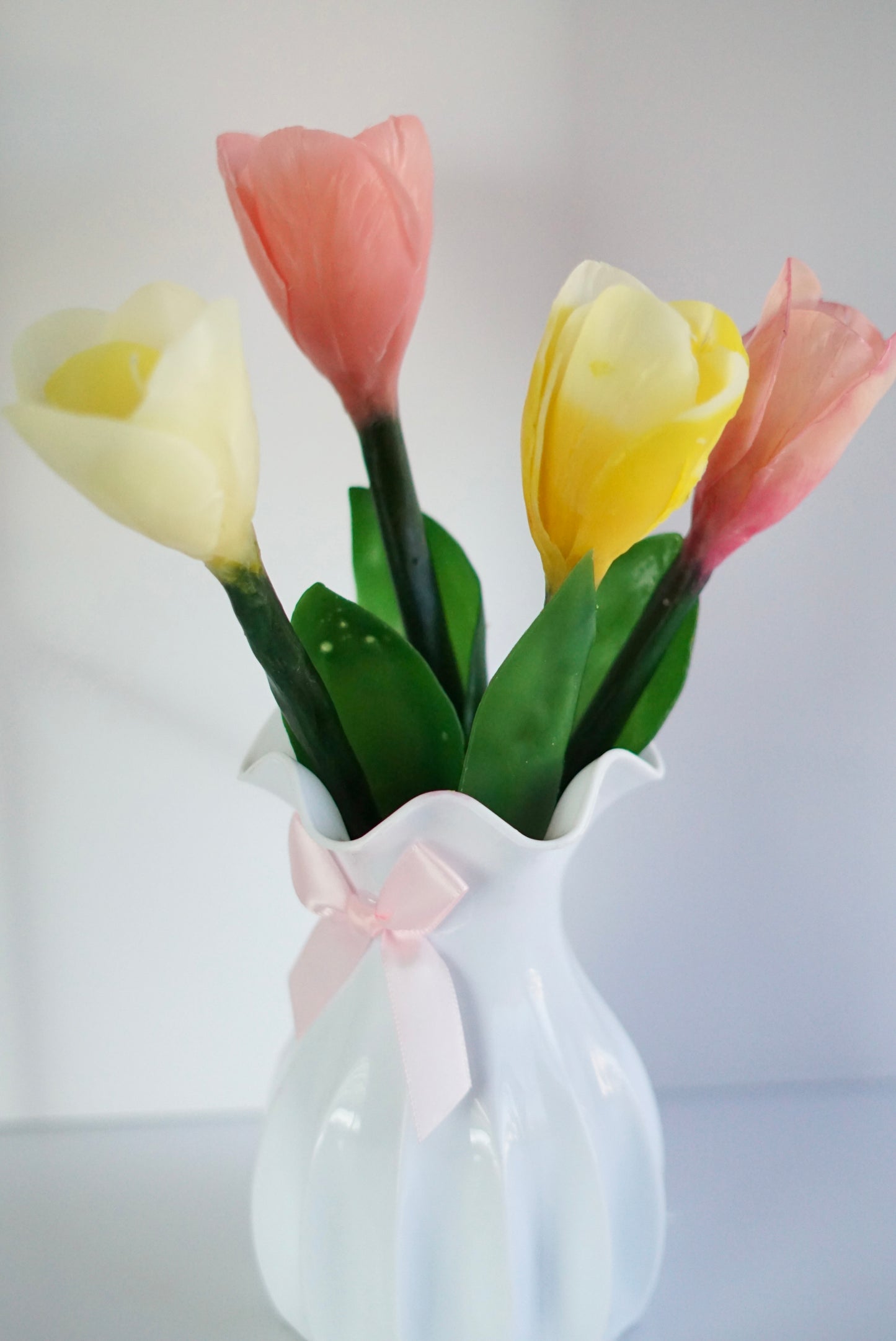 3 Wax Tulip Candles