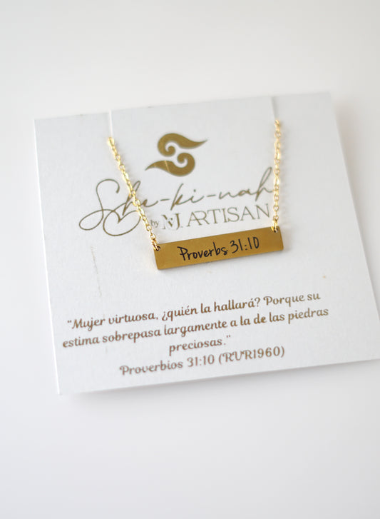 Proverbs 31:10 gold necklace
