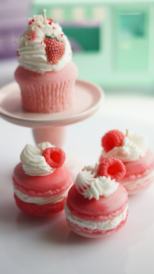 3 Strawberry & Cream Macarons