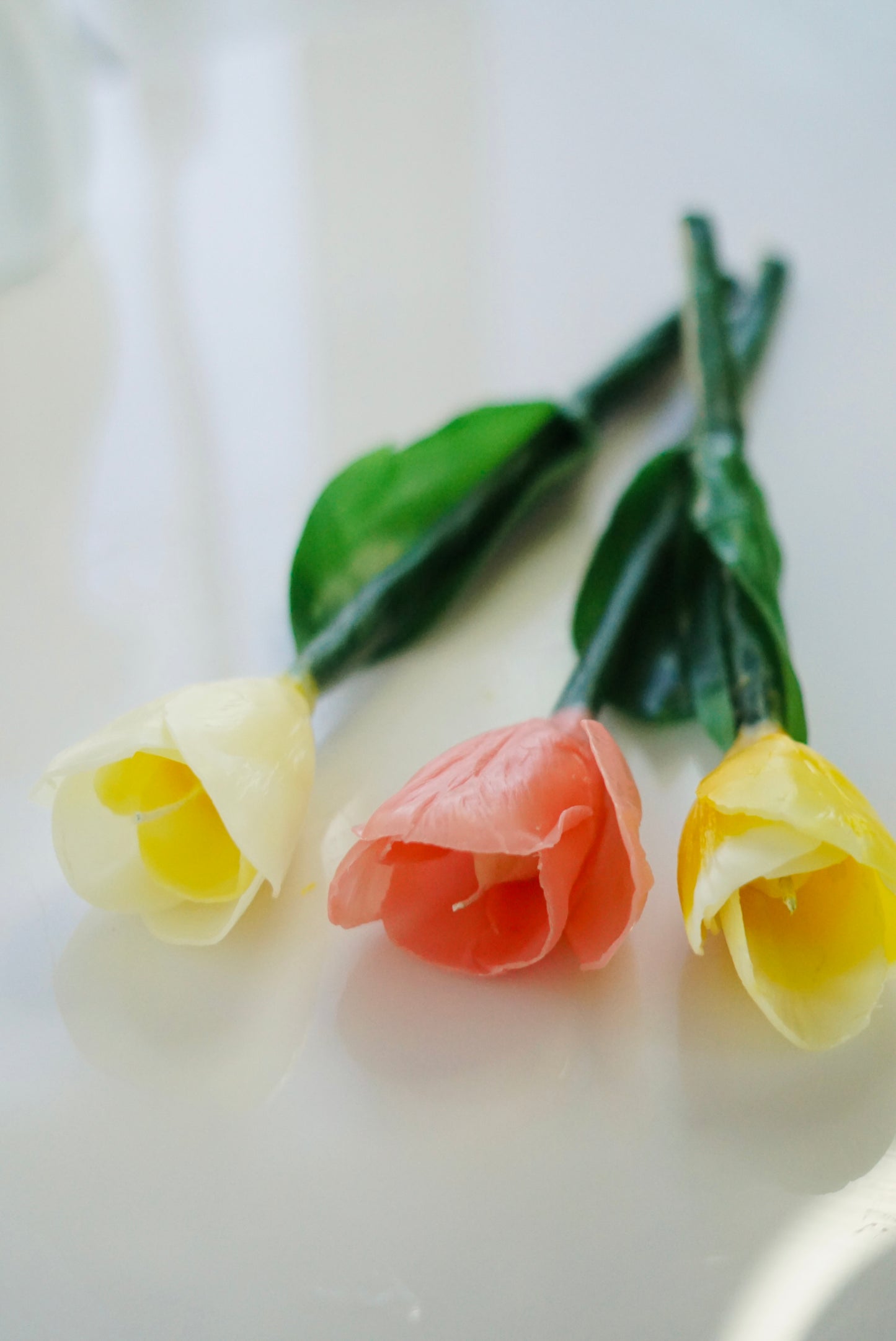 3 Wax Tulip Candles