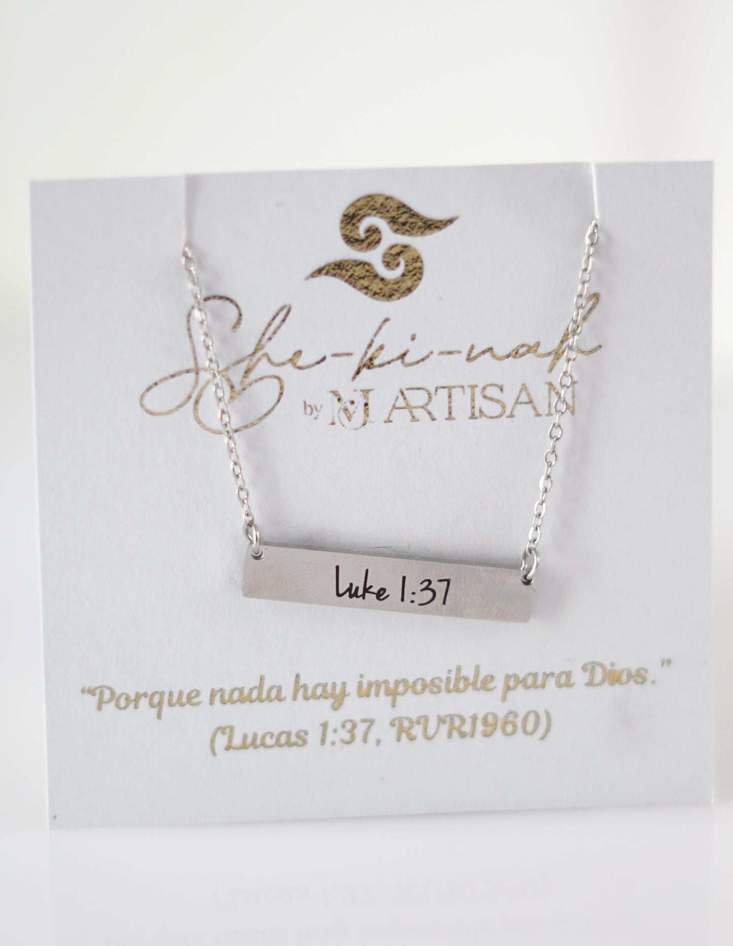 Luke 1:37 Faith Verse Silver Necklace