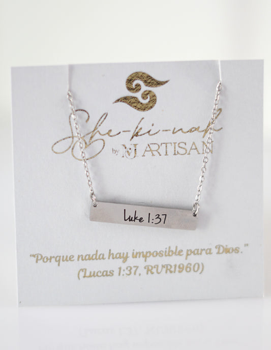 Luke 1:37 Faith Verse Silver Necklace