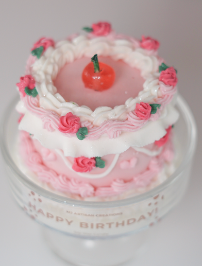 Happy Birthday Retro Cake Candle
