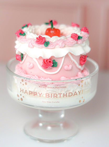 Happy Birthday Retro Cake Candle