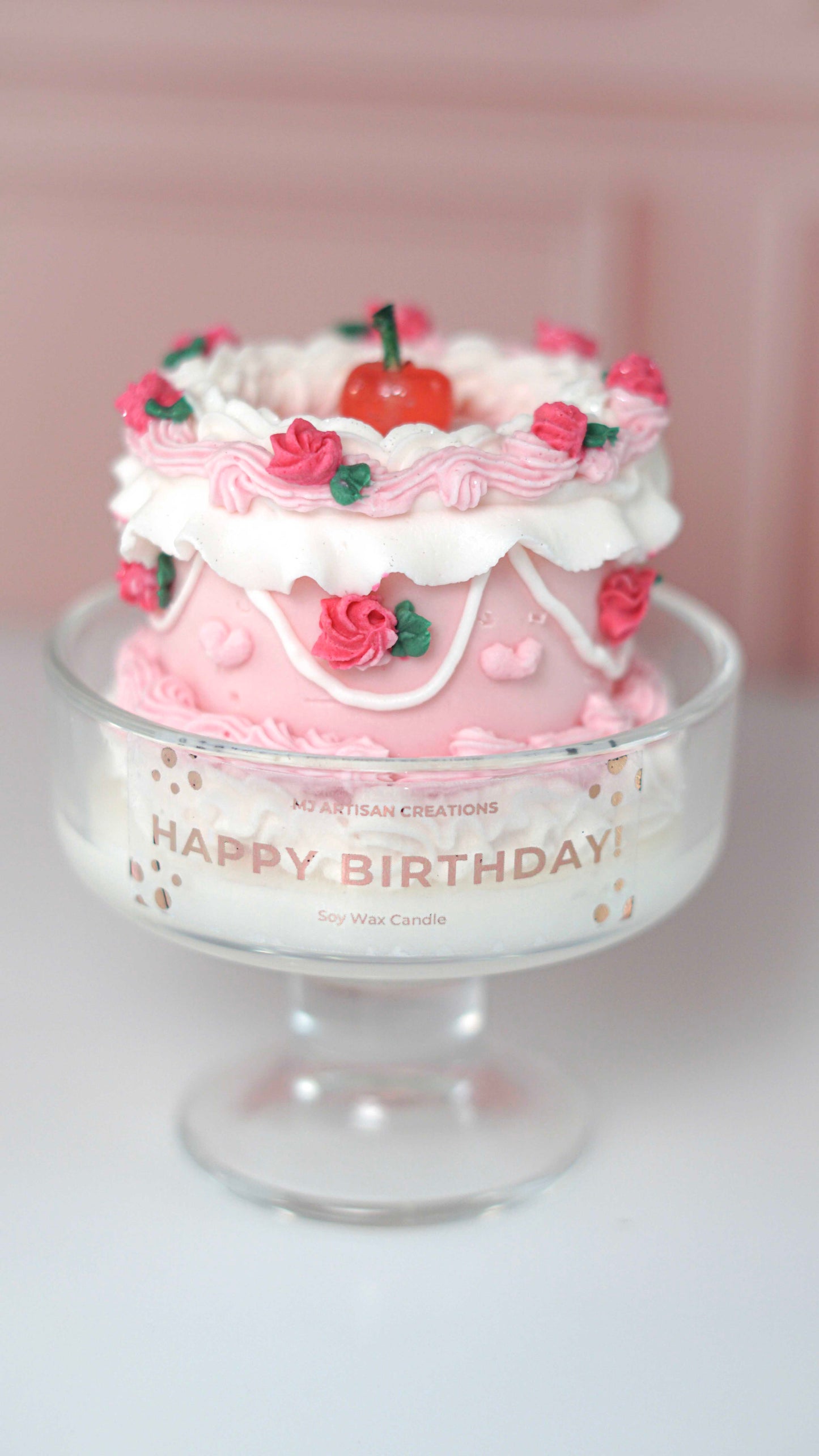 Happy Birthday Retro Cake Candle