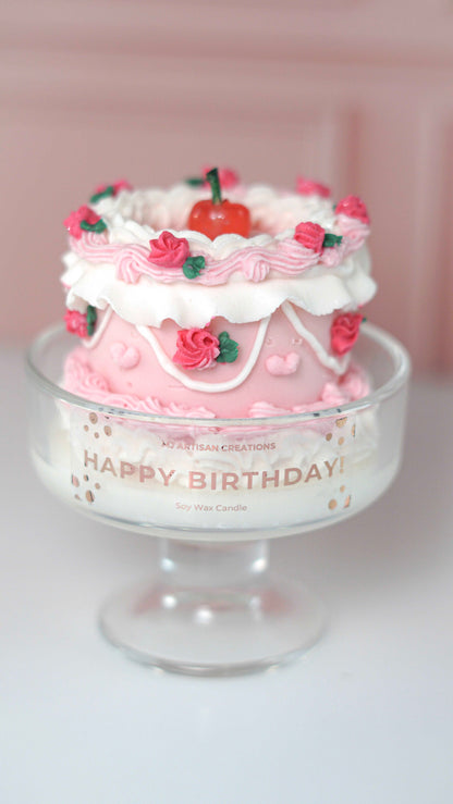 Happy Birthday Retro Cake Candle