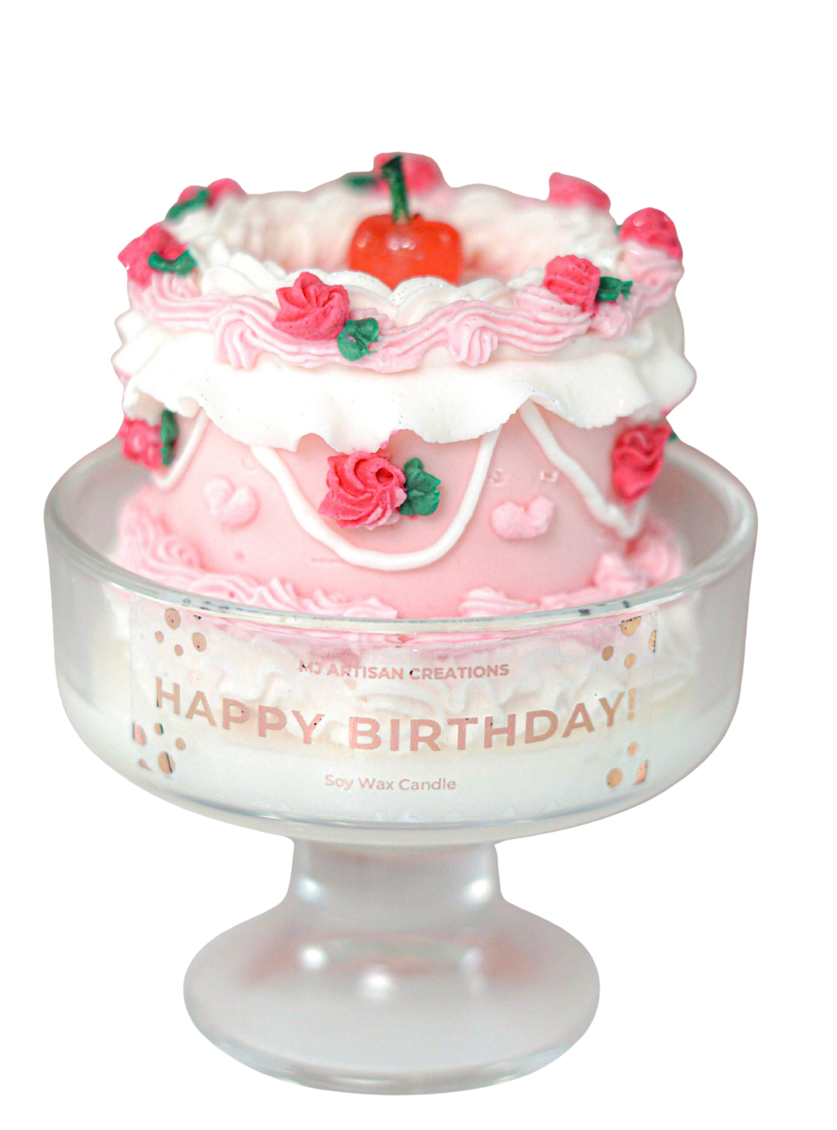 Happy Birthday Retro Cake Candle