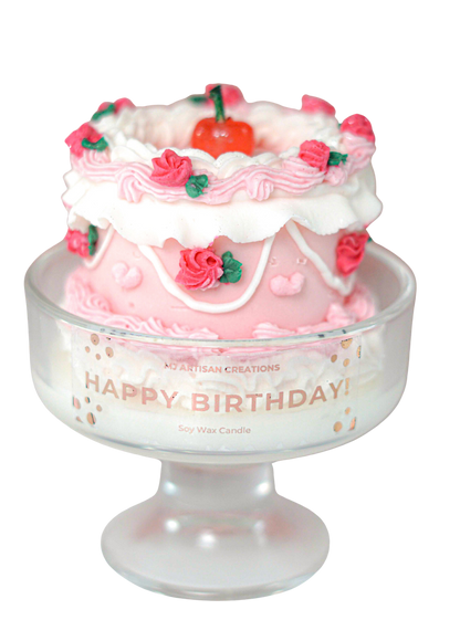 Happy Birthday Retro Cake Candle