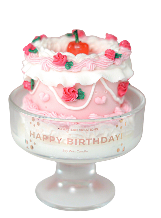 Happy Birthday Retro Cake Candle